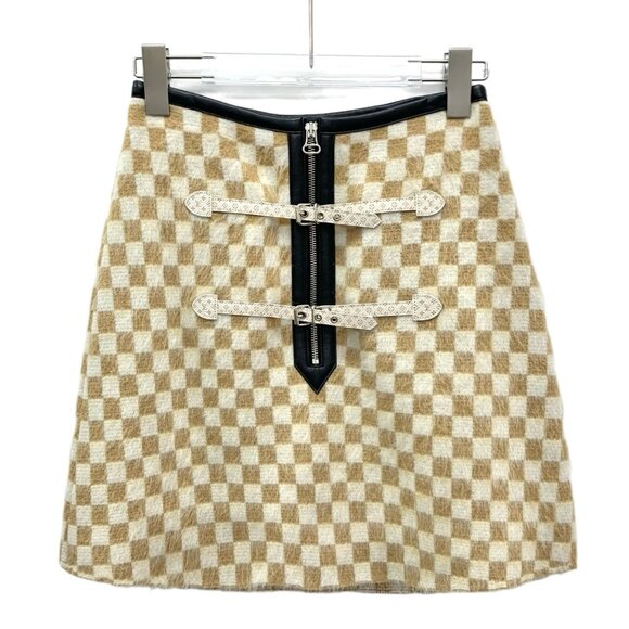 Louis Vuitton 2024 Color-block checkered wool casual skirt - Picture 1 of 8